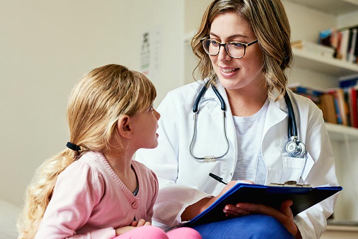 Doctor and young patient talking.